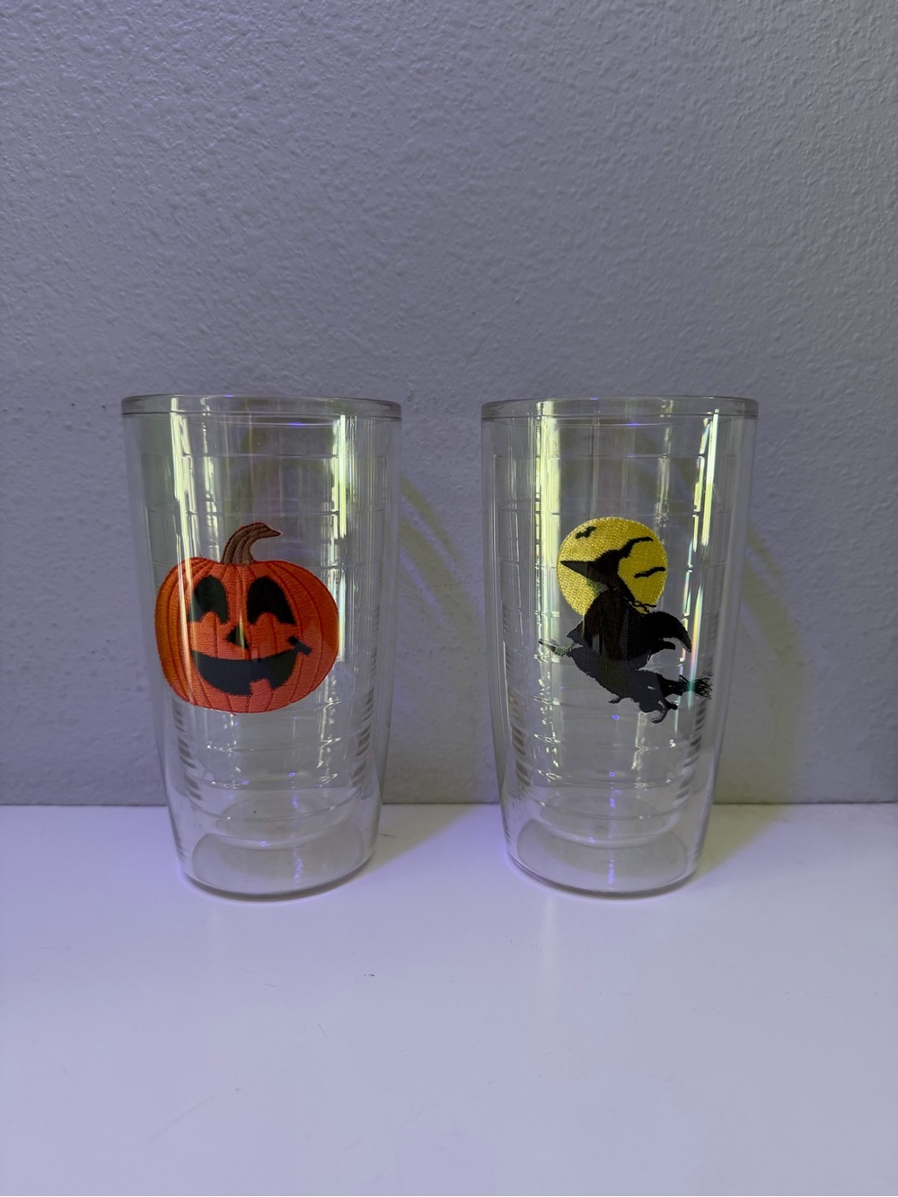 tervis Halloween Tumbler Pair with Orange Pumpkin and Black Witch
